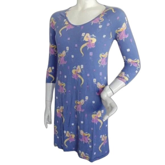 DISNEY X MUNKI MUNKI Nightgown, S, Tangled, Sleep shirt, Blue, Raglan 3/4 slvs - Picture 3 of 11